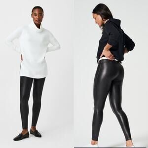 Spanx Faux Leather Leggings Black Size Medium Sculpting High-Waisted Shapewear